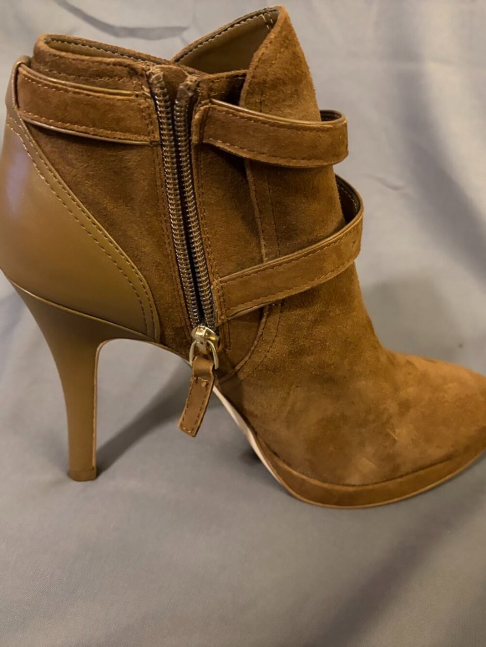 White House Black Market Cadie Suede Ankle Booties Brown Tan Size 7M